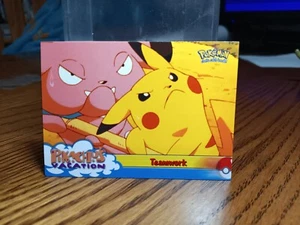 Pokemon "Teamwork" 54 Pikachu’s Vacation Movie Topps Blue Label Vintage Nm - Picture 1 of 2
