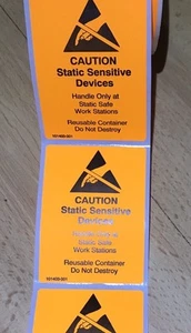 CAUTION Static Sensitive Devices 60X45mm 200 Stickers,Security Cut! See Photos! - Picture 1 of 4
