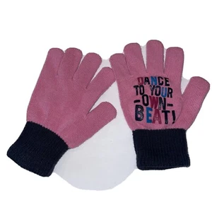 Girls Novelty Magic Gloves “ Dance To Your Own Beat”pink W/Navy Cuff - Picture 1 of 4