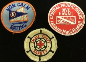 Posten (3) Maritim Aufnäher Patches klein Handwerk HAWAII Zentralpazifik Taucher - Bild 1 von 2