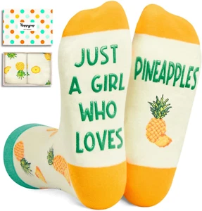HAPPYPOP Funny Fruit Gifts for Women Teen Girls - Pineapple Banana Socks - Picture 1 of 11