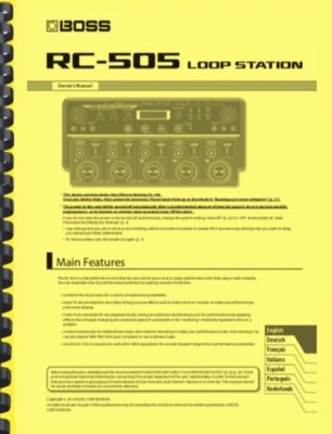 Boss RC-505 Loop Station MANUALE DEL PROPRIETARIO e MANUALE SUPPLEMENTARE - Immagine 1 di 4
