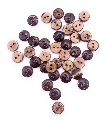 10mm Natural Brown Coconut Buttons Baby Cardigan Handmade Knitting Crafts 2 Hole - Image 1 of 4