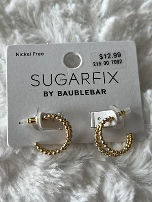 SUGARFIX by BaubleBar Crystal Beaded Double Hoop Earrings - Gold NWT - Image 1 of 4