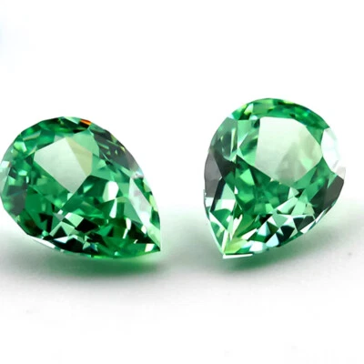 Piedra circonita cúbica suelta corte hielo triturado verde corte pera AAAAA+ para joyería Foto 1 de 4