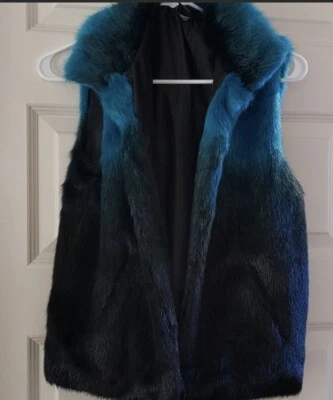 Chaleco Cejón de piel sintética 2 tonos (verde azulado/negro) con bolsillos delanteros para mujer talla S nuevo sin etiquetas Foto 1 de 4