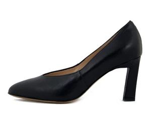 Scarpe Donna Decollete in Pelle Nero Tacco Medio 7 cm Made in Italy - Imagen 1 de 5