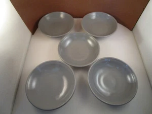 Vintage Hazel Atlas Milk Glass Ovide Platonite Gray Set of 5 Berry Bowls A - Picture 1 of 6