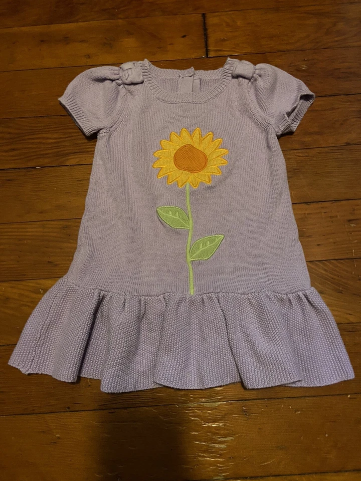 Vestido Suéter Gymboree Girasol Sonrisas Púrpura Otoño Niña Pequeña Talla 2T Foto 1 de 1