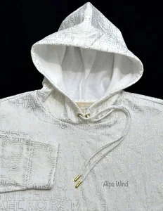 Michael Kors Women Metallic Logo Print Fleece Cropped Hoodie White/Gold SZ.M, L. - Picture 1 of 9