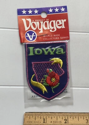 NIP Vintage Wild Prairie Rose Iowa State Flower Embroidered Voyager Patch - Image 1 of 3