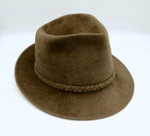 JOHN B STETSON George Brown Olive Green Wool Trilby Hat Mens Size 7 - 57cm - Picture 1 of 7
