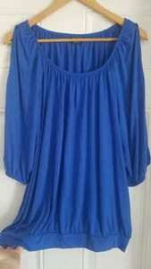 Women's Faded Glory Elegant Blue IncrediblySoft Lightweight Relaxed Fit Blouse L - Picture 1 of 12