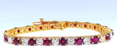 14.05ct Natural Ruby Diamonds Alternating Tennis Bracelet 14kt Gold Classic** - Image 1 of 4