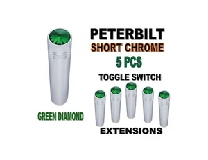 Peterbilt Short Chrome Toggle Switch Extensions - Green set of 5 - Picture 1 of 4