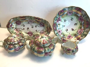 ANTIQUE NIPPON TEA SET, 18 PC, HEAVY GOLD, HAND PTD - WILL SHIP INTERNATIONAL - Picture 1 of 12