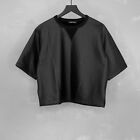 Damir Doma Faux Leather French Terry Short Sleeve Sweatshirt Women's FR 34