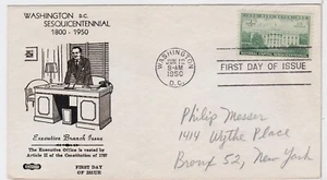 TurtlesTradingPost- Capital Sesquicentennial White House 1950 FDC #990 Schact - Picture 1 of 1