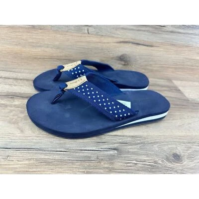LL Bean Maine Isle Women's Blue Nylon Woven Print Flip Flop Thong Sandals Size 6 - Image 1 of 4