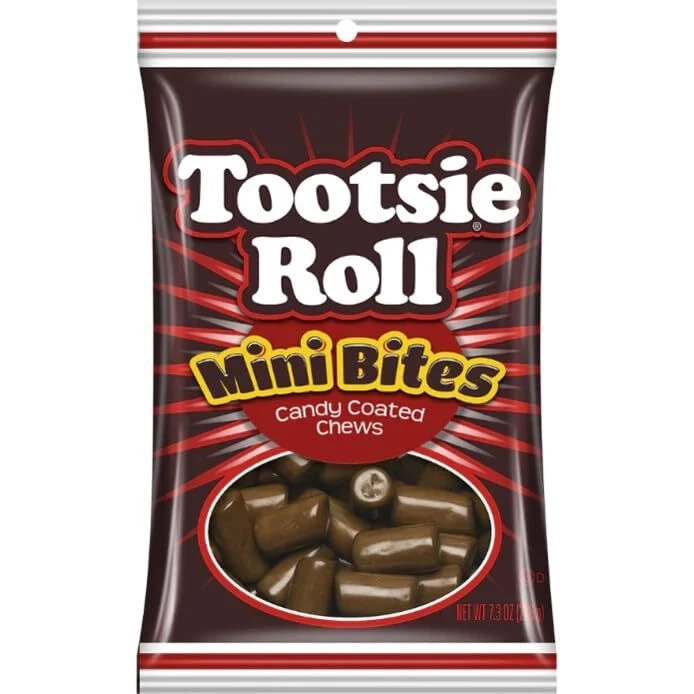 Mini bocados Tootsie Roll, caramelo masticable con chocolate, bolsa de clavijas de 7,3 oz Foto 1 de 1