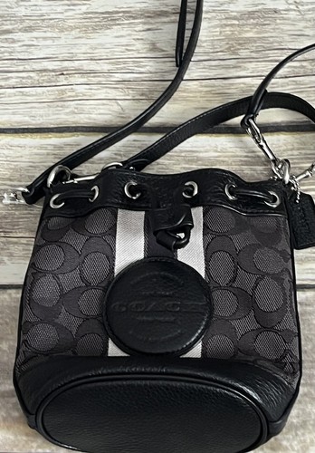 Coach Mini Dempsey Patch Borsa a secchio Firma Jacquard Cachi Sella C8322