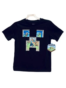 Minecraft Creeper Boys' Graphic T-Shirts Mine Face Fill Size: S(6/7) or L(10/12) - Picture 1 of 5