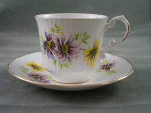 Vintage Royal Dover England Bone China Teetasse Untertasse Oktoberblume Kosmos - Bild 1 von 4