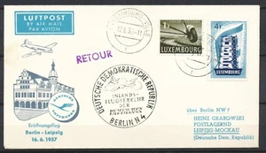 LUXEMBOURG VILLE 12.6.57 /24.457 LUFTHANSA FLUG LEIPZIG /MÜNCHEN (CEPT'56) Rz562 - Picture 1 of 4