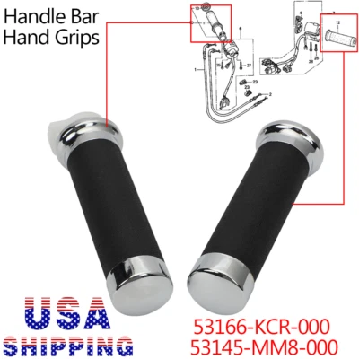 Right & Left Grip Throttle Tube Hand Grips For HONDA VT250 400 600 750 1100 1300 - Image 1 of 4