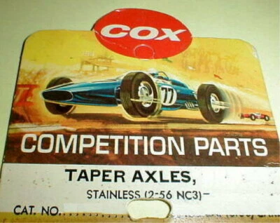 (2) 2 9/16" Cox Slot Car Axles Precision Tapered Stainless Steel & 4 Nuts NOS - Image 1 of 4