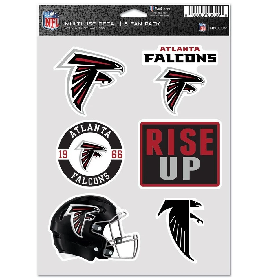 Atlanta Falcons Multi-Use 6 Fan Pack NFL Decal Stickers *Free Shipping - Image 1 of 1