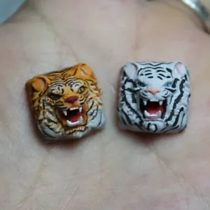 Tiger Head Keycap Ręcznie robiona żywica Druk 3D Niestandardowy przełącznik MX Pasuje do klawiatury rzemieślniczej - Zdjęcie 1 z 5
