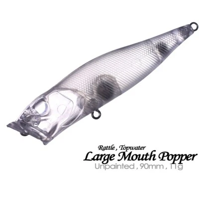 20PCS 9CM 11G Topwater Rattle Popper Handmade Unpainted Bait Blank Fishing Lure - Image 1 of 4
