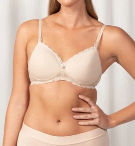 Maternity Gorgeous Mama Lace Beige Wirefree Bra, Sizes 10B-16E, Triumph Lingerie - Picture 1 of 7