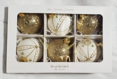 1 Juego de Adornos de Navidad de Vidrio Dagmara: ELIGE Icicles, Bolas, Dorado, Blanco + Foto 1 de 4