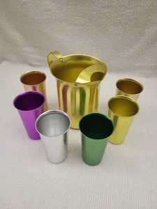 Mid Century Modern Vintage Aluminium Krug & 6 Tassen Markenlos Top Zustand. - Bild 1 von 8