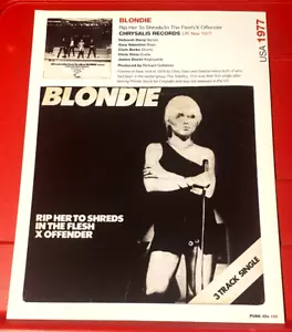 Blondie Rip Her To Shreds/The Dils Record Cover Art PICTURE / PRINT 10.5" x 8" - Picture 1 of 4