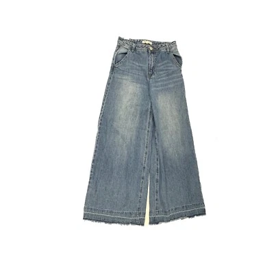 Almost Famous Wide Leg Raw Hem Women's size 3 Medium Blue Denim Jeans - Изображение 1 из 3