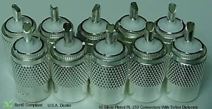 10 HOCHWERTIGE PL-259 VERSILBERT MIT TEFLON DIELEKTRISCHEN UHF STECKER - Bild 1 von 1