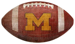 Michigan Wolverines 12in Football Shaped Sign - Picture 1 of 1
