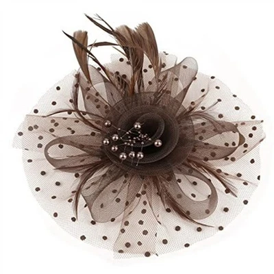 Sophisticated Feather Headband Mesh Hat Hair Band for Women’s Event Accessories - Image 1 of 4