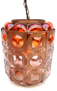 Lampe Leuchte Deckenleuchter Kupfer Glas Design Handarbeit Vintage 70 80er Jahre - Bild 1 von 3