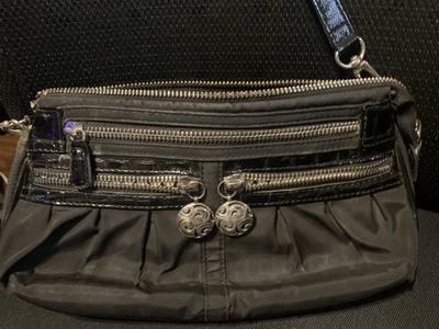 Brighton Twister Go Go Pouch Black Nylon and polkadot Lining Crossbody Handbag - Image 1 of 4