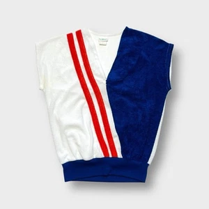 Vtg 80s Sears Jr. Bazaar Patriotic Terry Cloth Sleeveless Shirt, USA July 4th, M - Picture 1 of 6