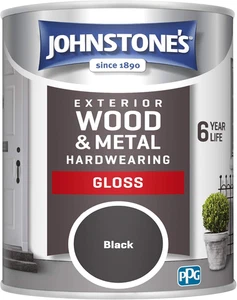 Johnstone's 750ml Exterior Hardwearing Gloss Paint - Black - Picture 1 of 12
