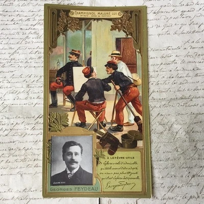 Chromo LU Embossed LEFEVRE USEFUL Georges FEYDEAU Author 1900 - Image 1 of 2