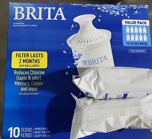 Brita Replacement Water Filters -  Pour-Through- 10 Pk +2 = 12 Total NEW SEALED - Picture 1 of 5