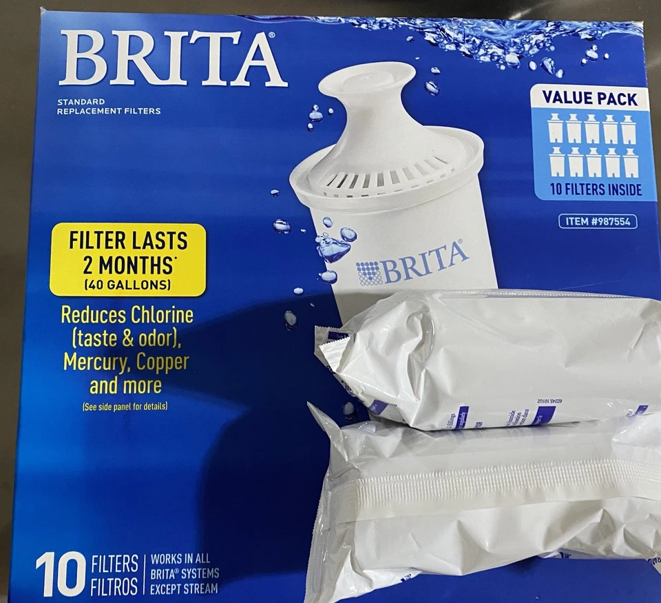 Brita Replacement Water Filters -  Pour-Through- 10 Pk +2 = 12 Total NEW SEALED - Image 1 of 4