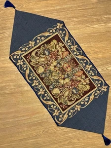 Runner da Tavolo Autunno Autunno Ringraziamento Arazzo Foglie Blu Borgogna 41" - Foto 1 di 2
