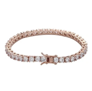9ct Solitaire Lab Grown Diamond Tennis Bracelet E VS 18k Rose Gold Over 7.5" - Picture 1 of 1